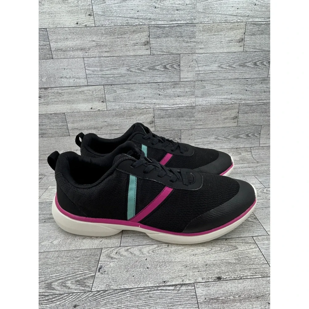 Vionic Jolisa Women Walking Shoes Black Pink Teal Mesh Lace Up Sneakers Size 12